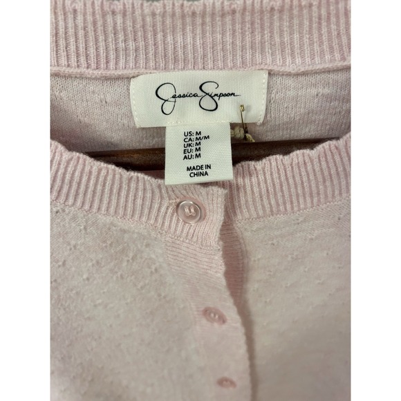 Light Pink Cardigan Short Sleeve Button Up M Jessica Simpson New - Picture 6 of 7